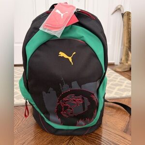 Puma Black and Green Athletic Soccer Team Backpack with Lion Graphic